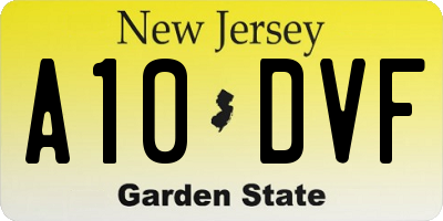 NJ license plate A10DVF