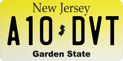 NJ license plate A10DVT