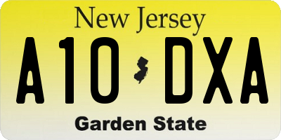 NJ license plate A10DXA