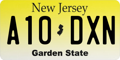 NJ license plate A10DXN