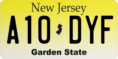 NJ license plate A10DYF