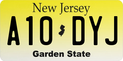 NJ license plate A10DYJ