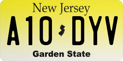 NJ license plate A10DYV