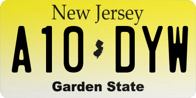 NJ license plate A10DYW