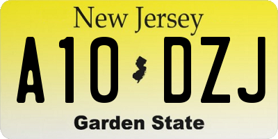 NJ license plate A10DZJ