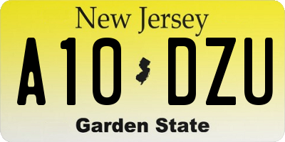 NJ license plate A10DZU