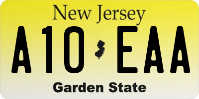 NJ license plate A10EAA