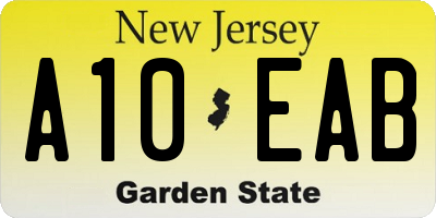 NJ license plate A10EAB