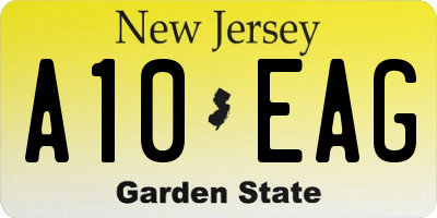 NJ license plate A10EAG