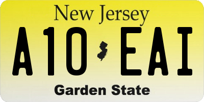 NJ license plate A10EAI
