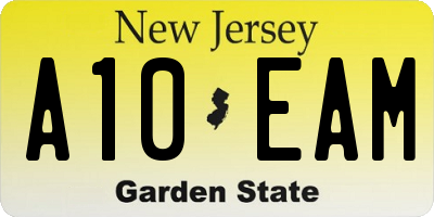 NJ license plate A10EAM