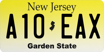 NJ license plate A10EAX