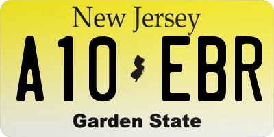 NJ license plate A10EBR