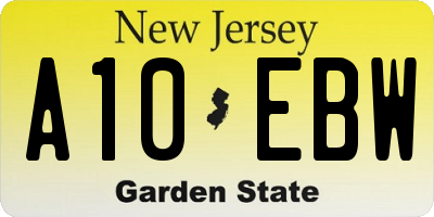 NJ license plate A10EBW