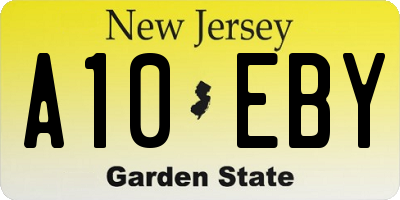 NJ license plate A10EBY