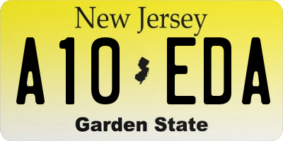 NJ license plate A10EDA
