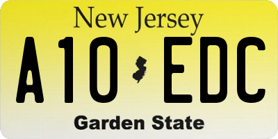 NJ license plate A10EDC