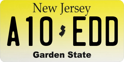 NJ license plate A10EDD