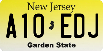 NJ license plate A10EDJ