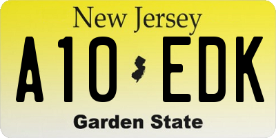 NJ license plate A10EDK