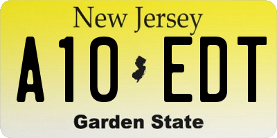 NJ license plate A10EDT