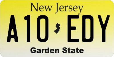 NJ license plate A10EDY