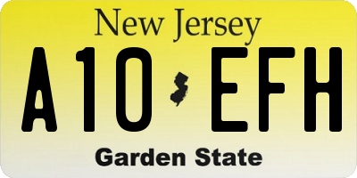 NJ license plate A10EFH