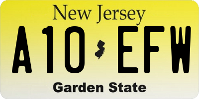 NJ license plate A10EFW