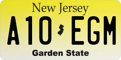 NJ license plate A10EGM