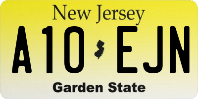 NJ license plate A10EJN