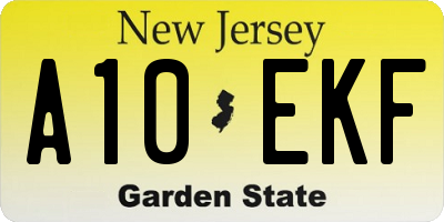 NJ license plate A10EKF