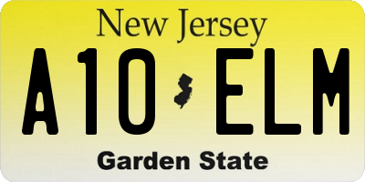 NJ license plate A10ELM
