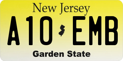 NJ license plate A10EMB