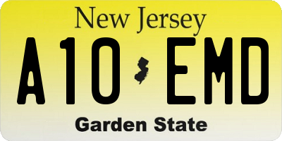 NJ license plate A10EMD