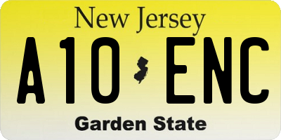 NJ license plate A10ENC