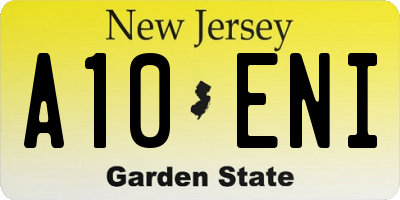 NJ license plate A10ENI