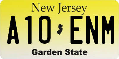 NJ license plate A10ENM