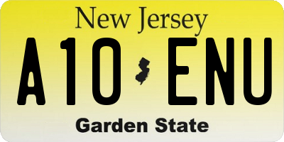 NJ license plate A10ENU