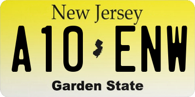 NJ license plate A10ENW