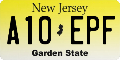 NJ license plate A10EPF