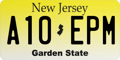 NJ license plate A10EPM