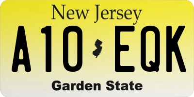 NJ license plate A10EQK