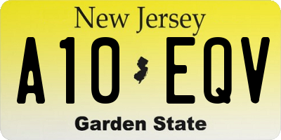 NJ license plate A10EQV