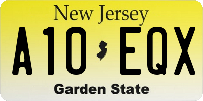 NJ license plate A10EQX