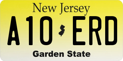 NJ license plate A10ERD