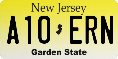 NJ license plate A10ERN