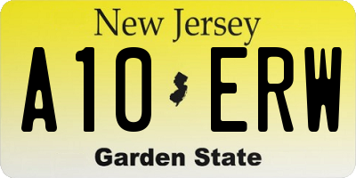 NJ license plate A10ERW