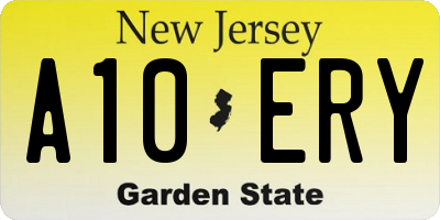 NJ license plate A10ERY