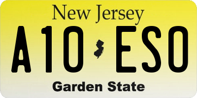 NJ license plate A10ESO