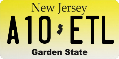 NJ license plate A10ETL